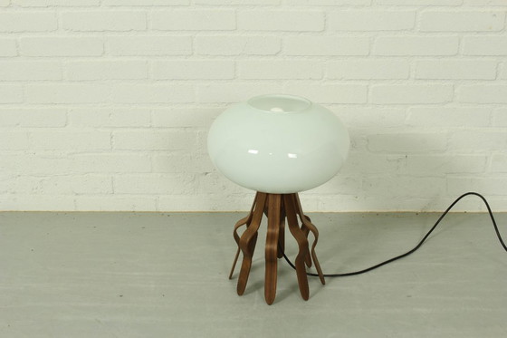 Image 1 of Abat-jour vintage avec base sculpturale artisanale