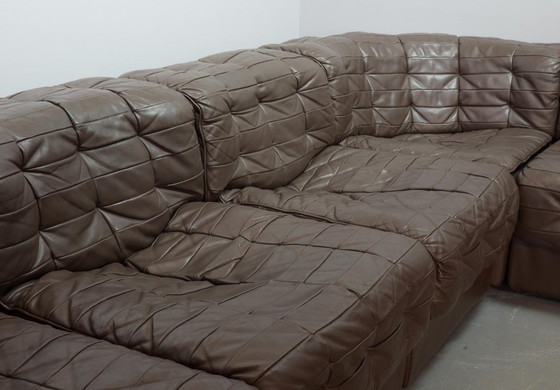 Image 1 of Excellent Mid-Century De Sede DS11 Patched Seal Brown Leather Modular Sofa, 6 Elements. Germany, 1970s.