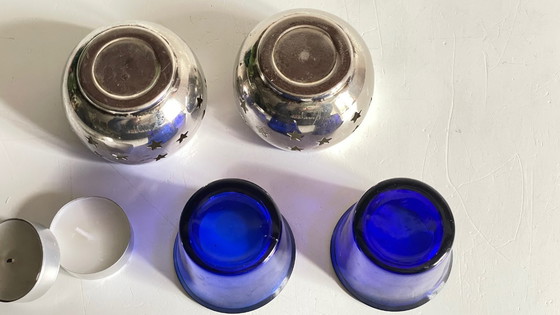 Image 1 of PHOTOPHORES Métal Argenté et Etoiles