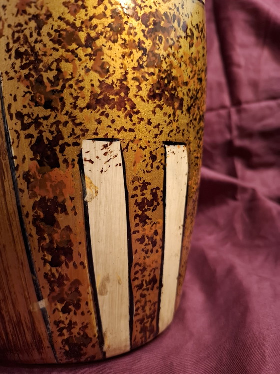 Vintage Mid-Century Modern Sgraffito Ceramic Vase (Bay Keramik Style) - 37cm (photo 9 of 11)