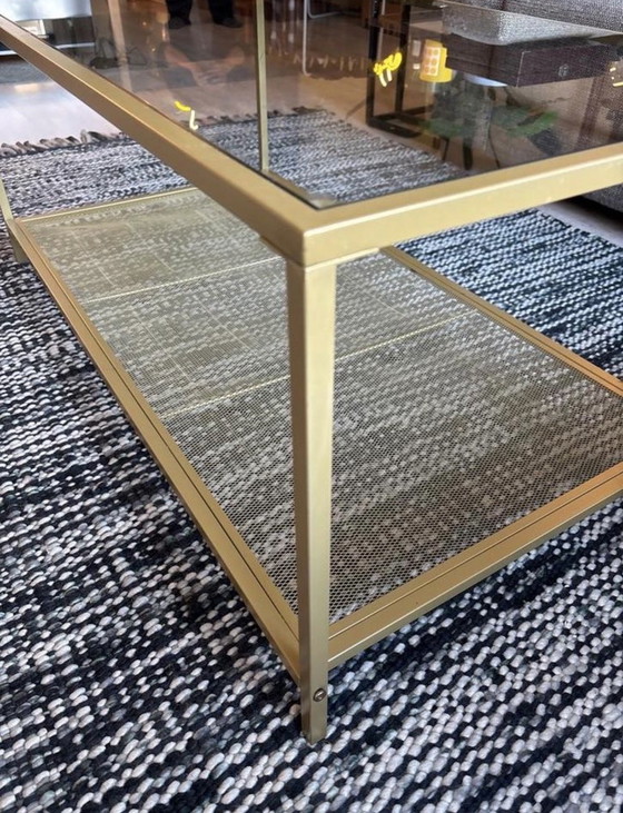 Image 1 of Tavolino da caffè in vetro e metallo dorato