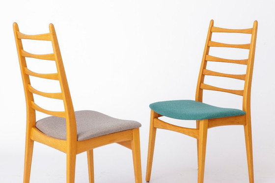 Image 1 of Set van 8 vintage eetkamerstoelen, Wenzel Duitsland jaren 70, beukenhout, mid-century modern