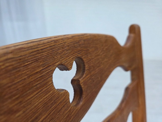 Image 1 of Anni '60, set di 4 sedie da pranzo danesi, mobili in lana, legno massello di rovere.