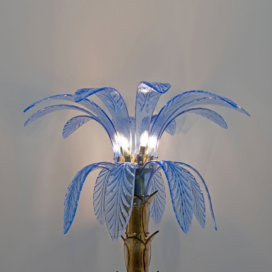 Image 1 of Mid-Century Modern Murano Glass and Brass Palm Tree Floor Lamp