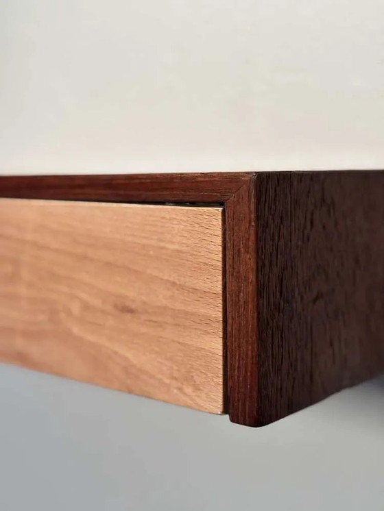 Image 1 of Cassettiera vintage sospesa in legno di teak e faggio, anni '60