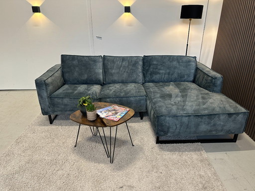 Blue velvet corner sofa 255x160 cm