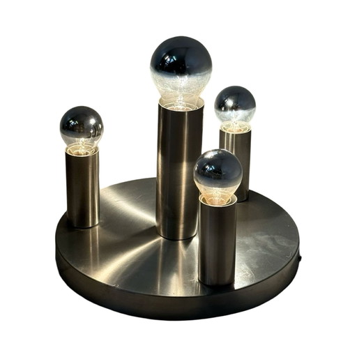 Hala - Lámpara de techo o pared - Acero inoxidable - Incluye bombillas reflectantes - Hacia la década de 1980 - Fabricada en los