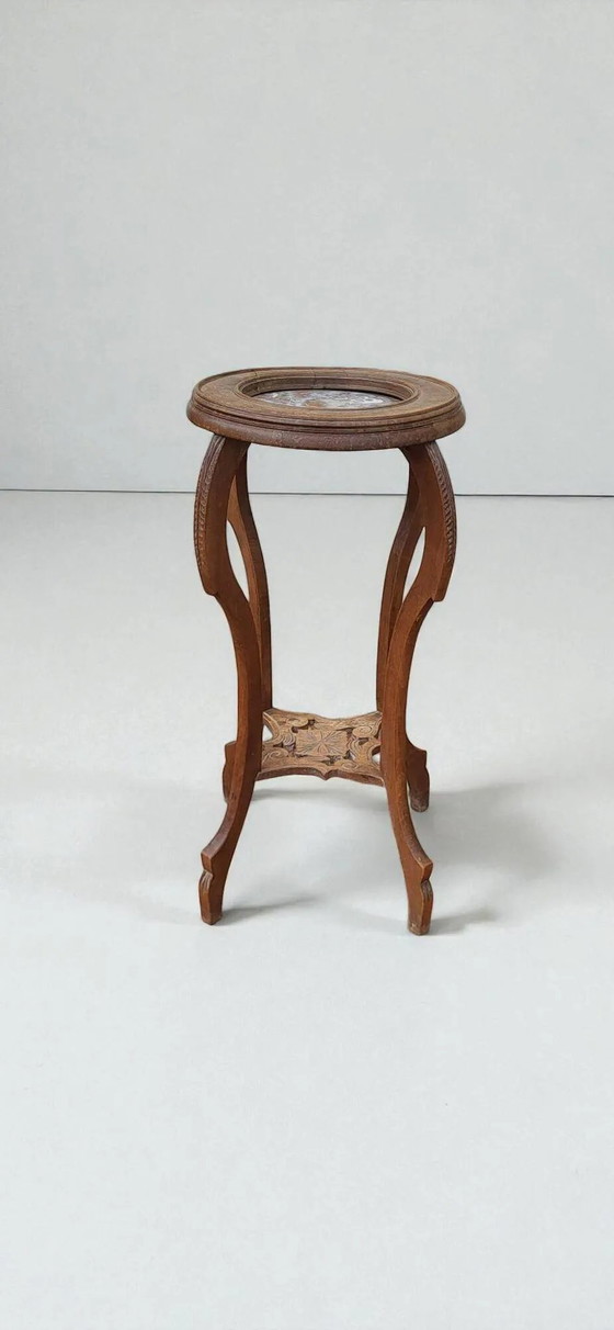 Art Deco wood/marble side table (photo 3 of 6)