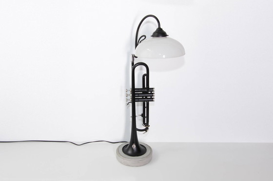 Image 1 of Trumpet lamp floor lamp black glass shade unique