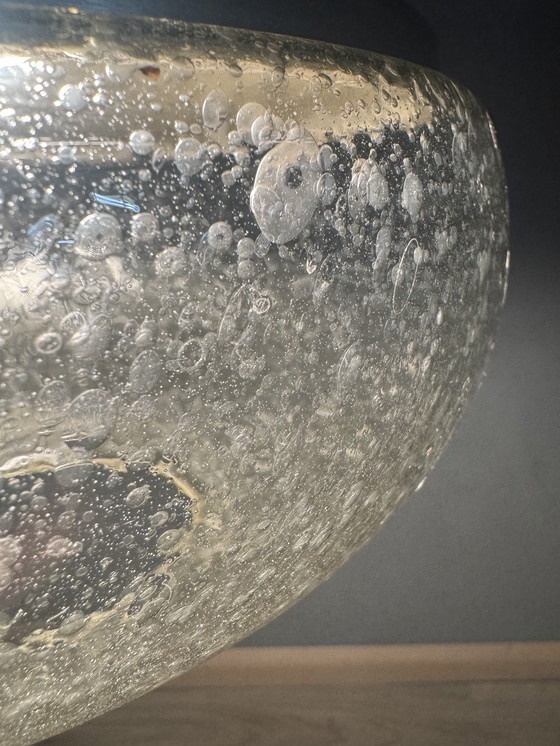 Image 1 of 1970s pendant lamp with aluminum and bubble glass