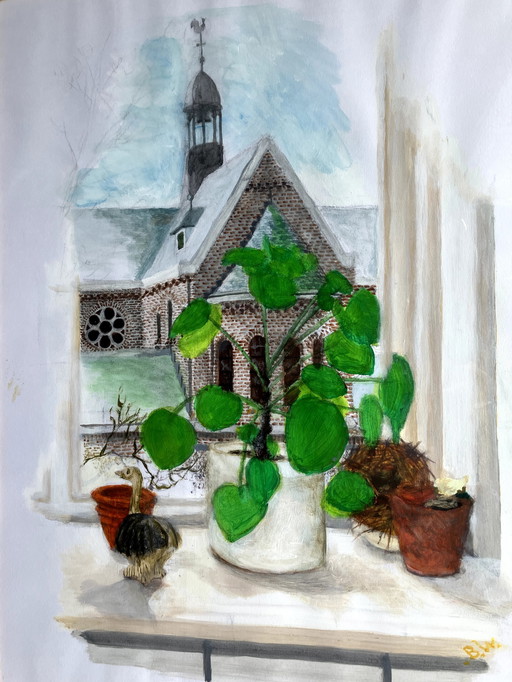Peinture de Bernard Werners 1947 : Acrylique sur papier
