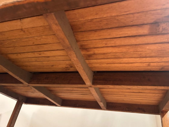 Image 1 of Banc de train industriel vintage 1950s