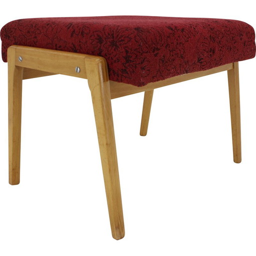 Taburete vintage de madera de haya, Checoslovaquia, década de 1960