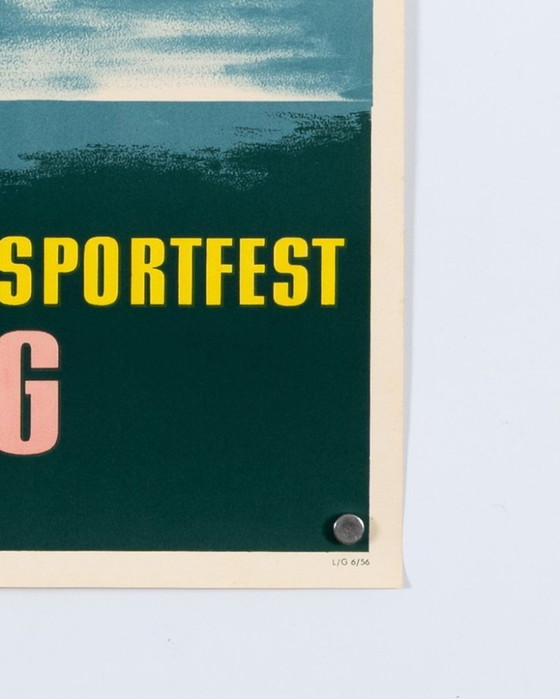 Image 1 of II Deutsches Turn und Sportfest Leipzig 1956 – Original Vintage Sports Poster by Bredow – Mid-Century Modern – 59.5x42 cm