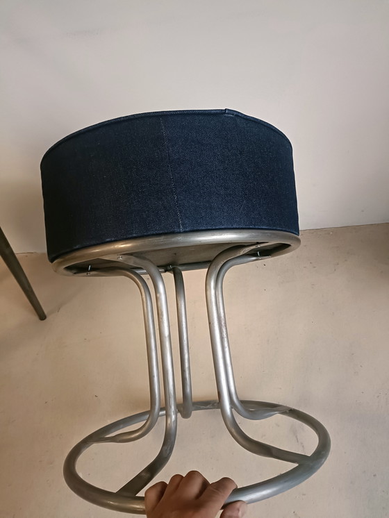Image 1 of Blue canvas pouf