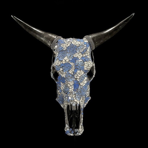 Real cow skull - glass mosaic