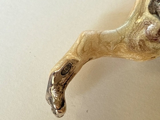 Image 1 of Chien setter Saturno en argent massif émaillé