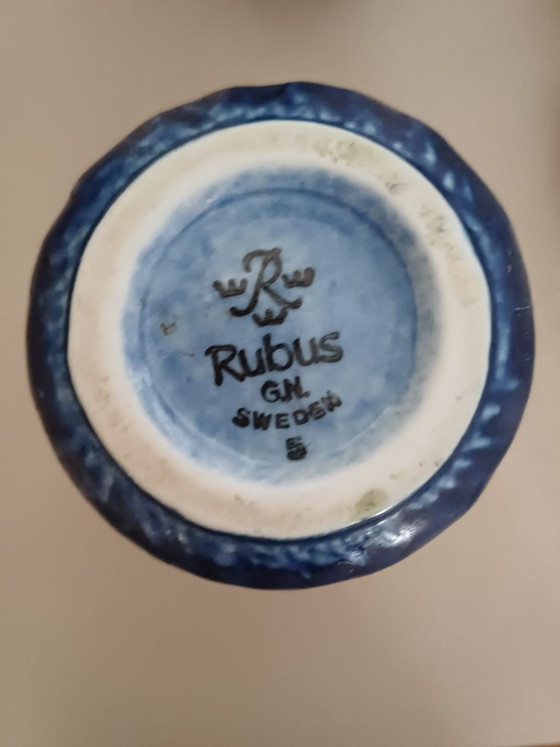 Gunnar Nylund "Rubus" Scandinavian Ceramic Vase, Number 5, Rörstrand Blue, Vintage 1960s (photo 11 of 11)