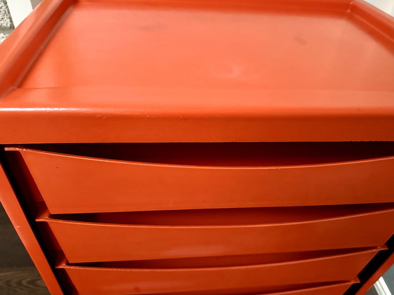 Image 1 of Meurop vintage ladenkast 5 laden Space Age oranje