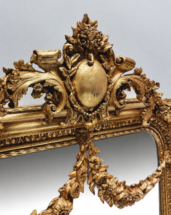 Miroir Baroque Doré avec Guirlande Florale – Green Square, Wood, Vintage (photo 5 of 10)