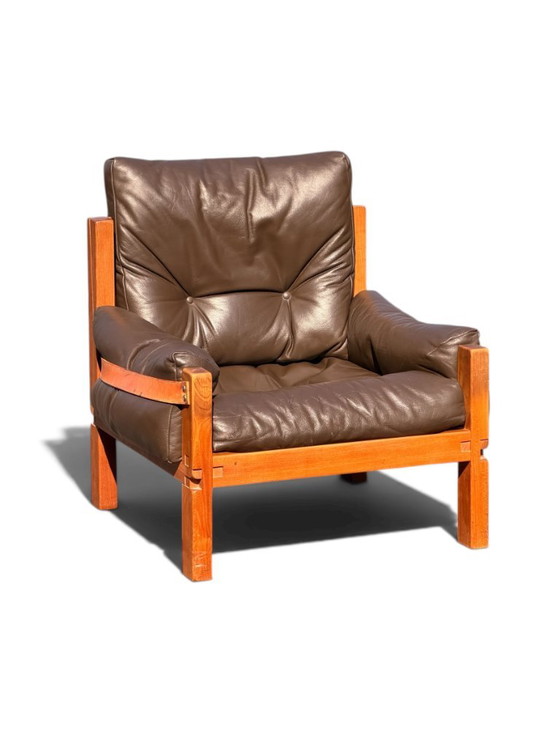 Auténtico conjunto de salón Pierre Chapo: sofá S32 y sillón S15 - Olmo y cuero (años 60) – Zona de estar (photo 3 of 23)