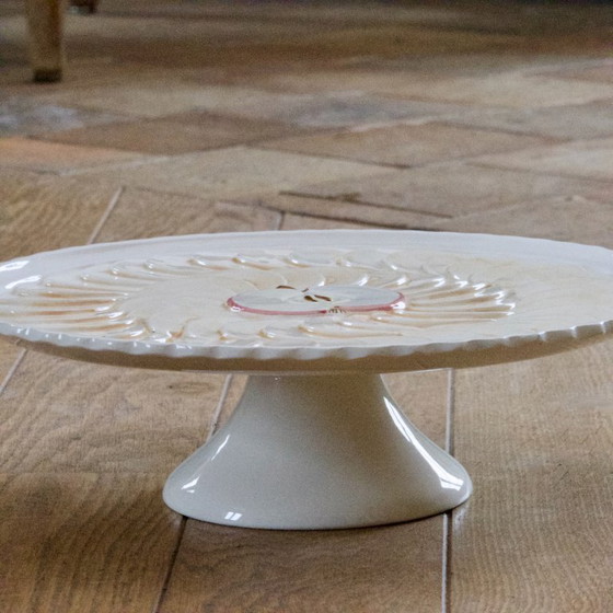 Image 1 of Large earthenware pie dish on a pedestal, apple pie