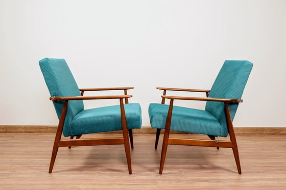 Image 1 of Scandinavian Lounge Chair Mid Century Design Turquoise Vintage Fabric