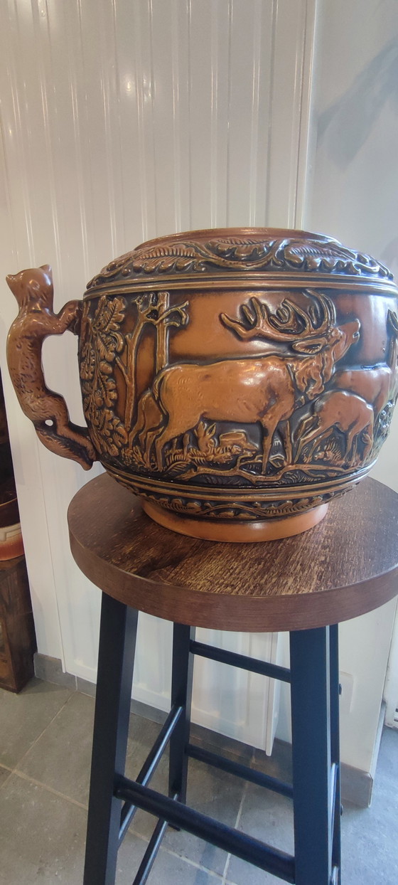 Image 1 of Pot en grès ancien West Germany Original Gerzit Gerz". Scènes de chasse .