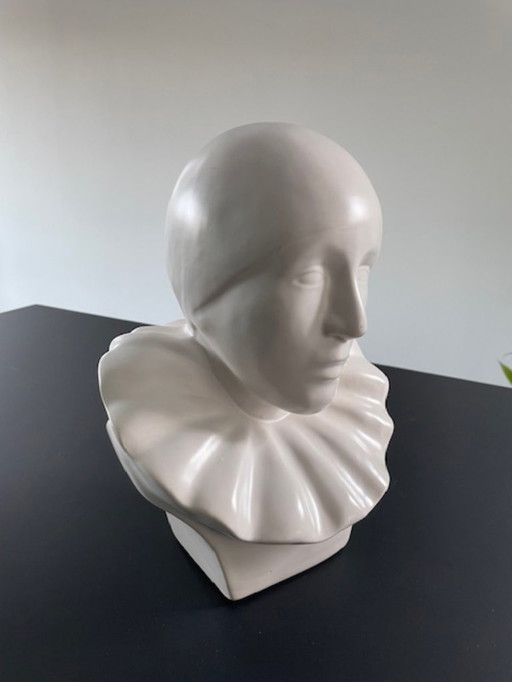 Busto de Pierrot vintage de Matte Ceramics – Firmado