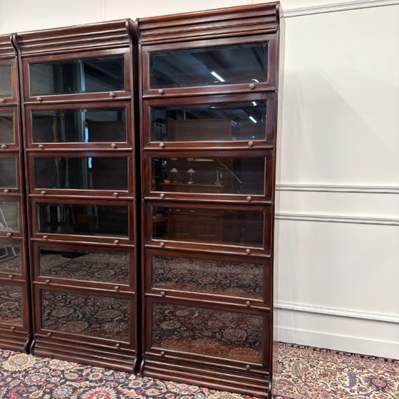 Set of Classic English Globe Wernicke Bookcases – Glass, Wood (photo 13 of 15)