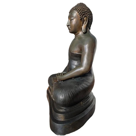 Grote bronzen Boeddha – Sri Lanka 16,8 kg en antiek – Beeldhouwkunst, Gold (photo 8 of 17)