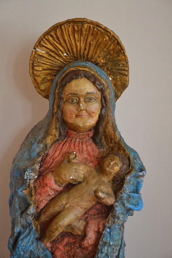 Image 1 of Groot Maria beeld van rond 1920 - Papier Marche