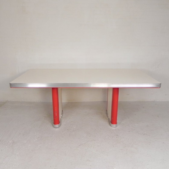 Ahrend Oda dining table, desk, with aluminum edge, 1950s – Plastic, Metal (photo 4 of 29)