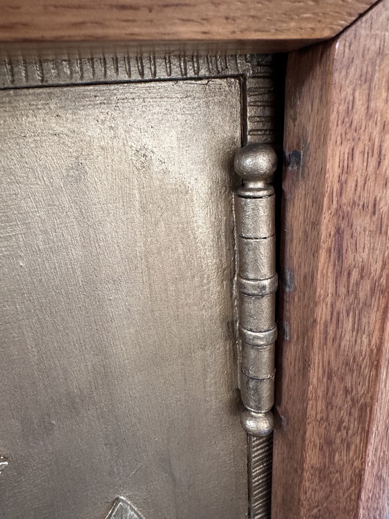 Image 1 of Authentic Consecration Safe / Tabernacle Cabinet in Solid Wood with Gilded Cross – With Key (Mid-20th Century)
