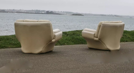Image 1 of 2x "Space Age" leren fauteuils