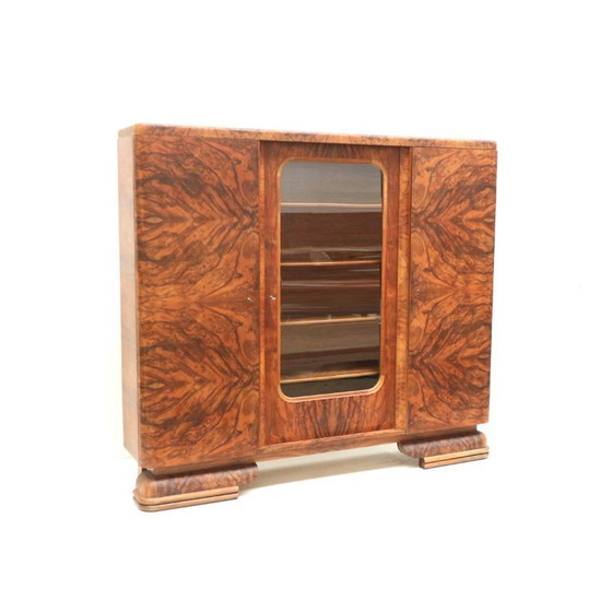 Image 1 of Large vintage Art Deco walnut cabinet made in the 1930s