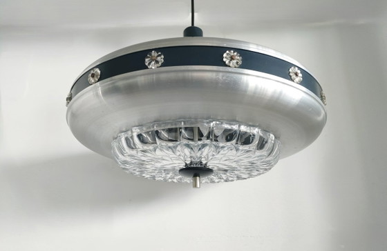 Vintage Mid-Century Space Age UFO Pendant Lamp/ Aluminum & Cut Glass (1960s/1970s) – Ceiling lights, Other (photo 6 of 27)