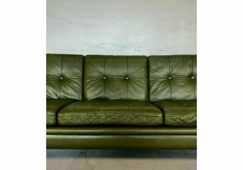 Image 1 of Canapé lounge vintage danois Svend Skipper à 3 places en cuir vert olive