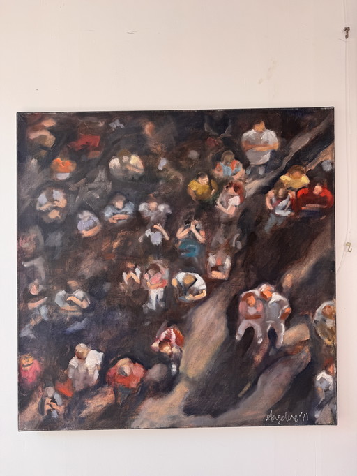Oil painting crowd