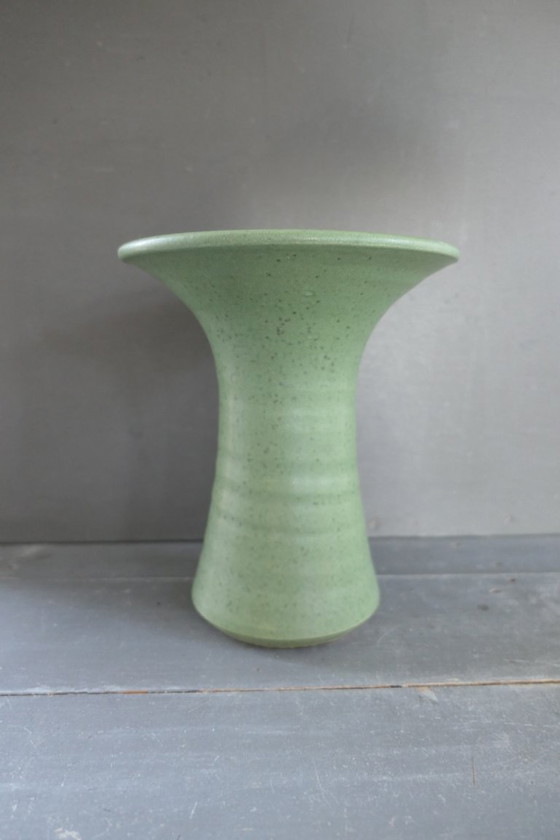 Image 1 of Vintage set of 3 heavy earthenware vases