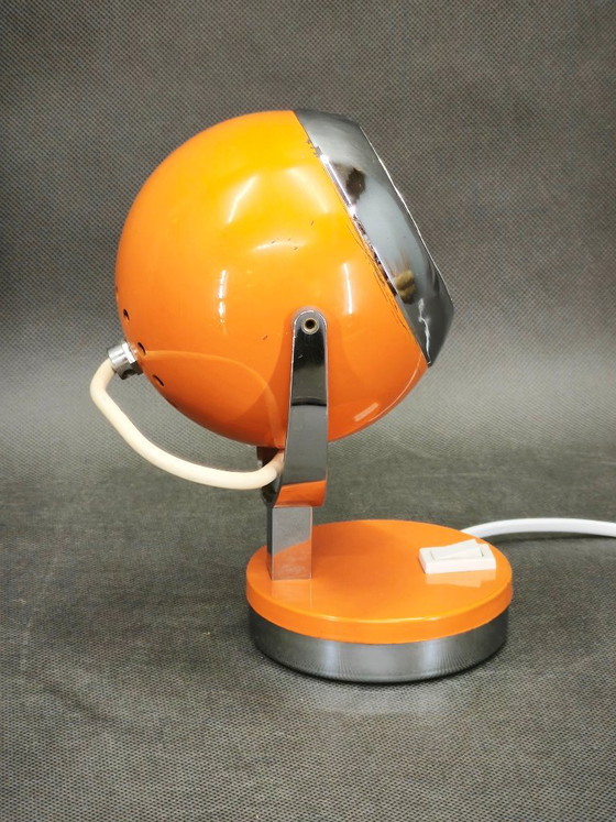Goffredo Reggiani Orange Eyeball Space Age Table Lamp, Italy, 1970s – Metal (photo 9 of 9)