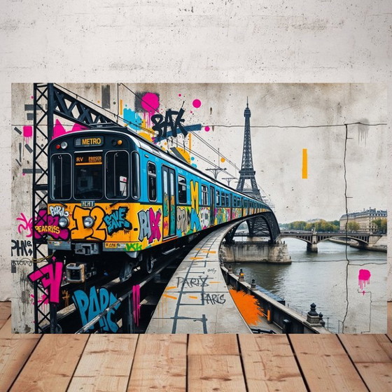 Farouk Ferrah Art Print, Paris Metro Graffiti, printed photo, street art, graffiti, Plexiglass, Blue (photo 2 of 5)