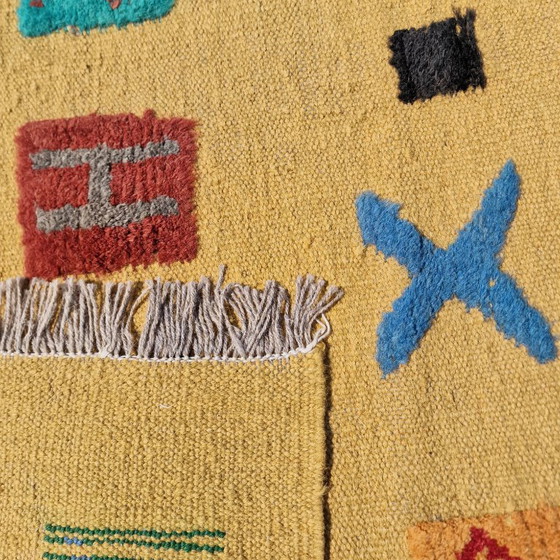 Modern Mosterdgeel Reliëf Vloerkleed | Handgeweven & Handgeknoopt Wollen Tapijt | Getextureerd Hedendaags (photo 6 of 11)