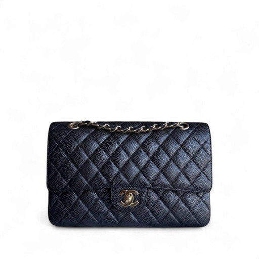 Chanel Classic Flap Medium - Caviar 25CM Gewatteerd generfd kalfsleer Zwart Goudkleurige hardware Serie 13
