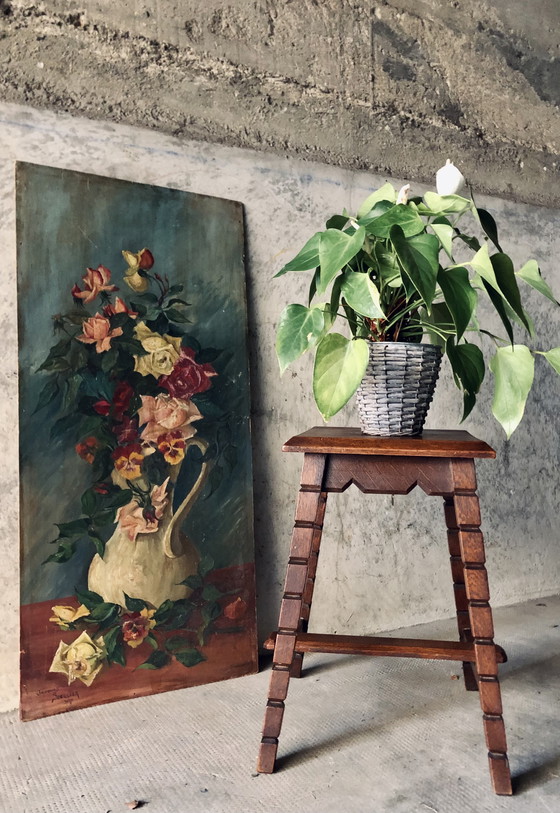 Image 1 of Mid-Century 20th Century Oak Stool or Side Table