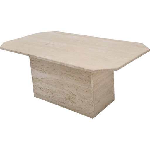 Mesa de centro vintage rectangular de travertino, Italia, 1980