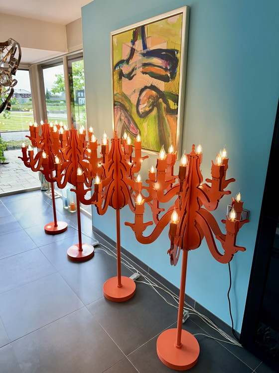 Vintage Dutch Amsterdam Baroque Floor lights 146 Cm – Brand van Egmond, Glass, polished steel (photo 15 of 15)