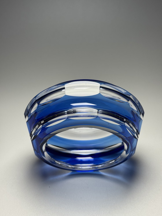 Image 1 of Bombonera de cristal “Eliane” de Val Saint Lambert, Art Déco, años 30, cristal superpuesto en azul, Charles Graffart