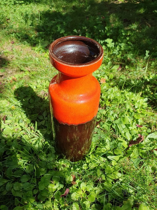 Schöne Scheurich Vase 200-28 orange-braun