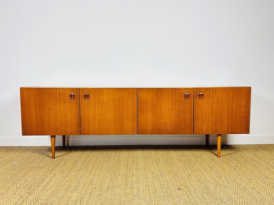 Image 1 of Scandinavian teak sideboard with 4 doors and tapered legs, 1960